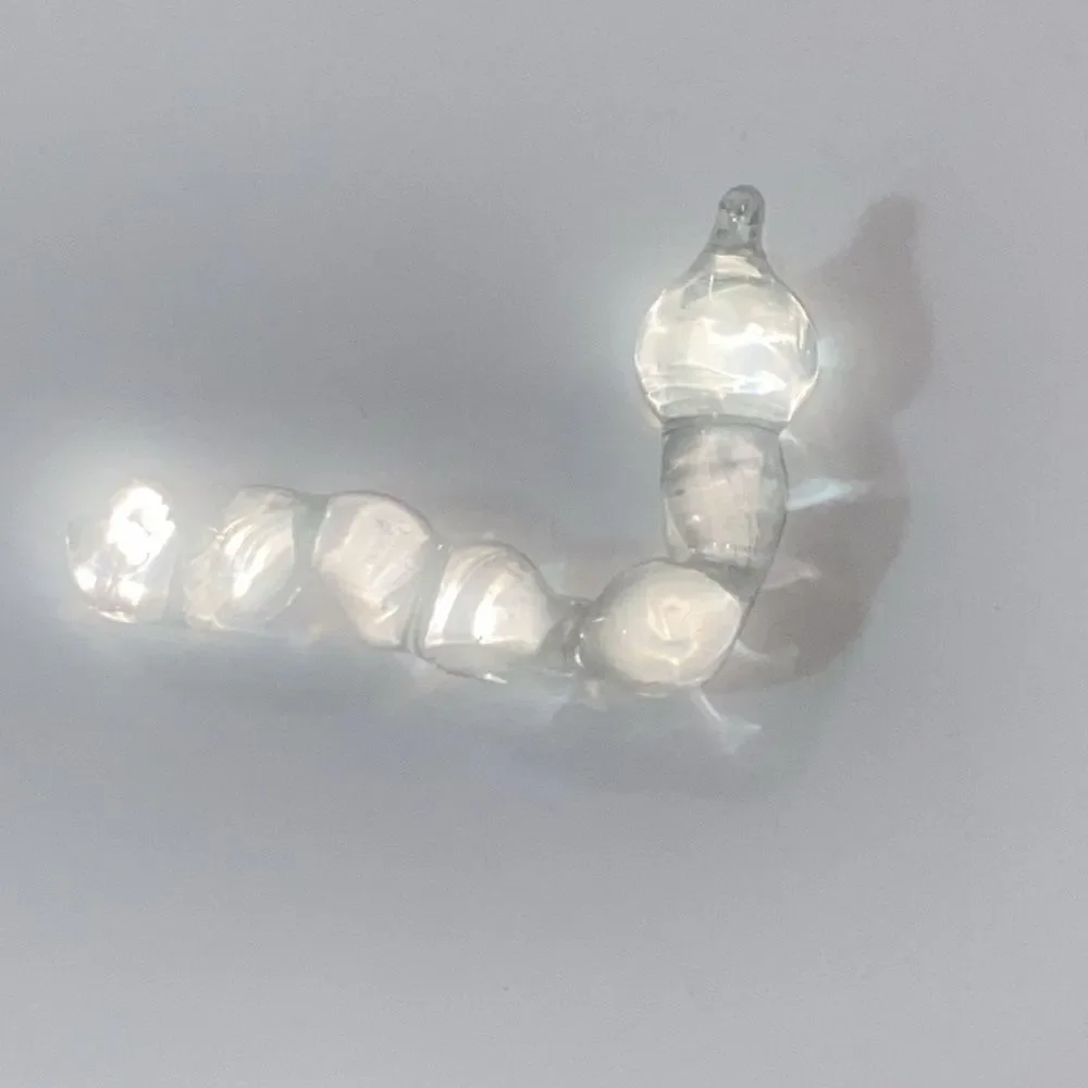 VTG, Hand Sculpted Clear Glass Cristal Caterpillar Figurine Reptile Decor-Clear